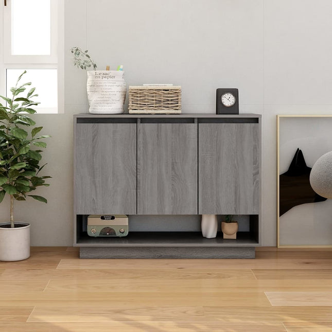 skænk 97x31x75 cm konstrueret træ grå sonoma-eg
