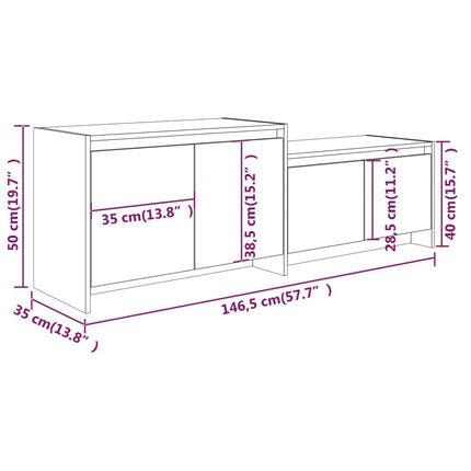 tv-bord 146,5x35x50 cm konstrueret træ røget egetræsfarve