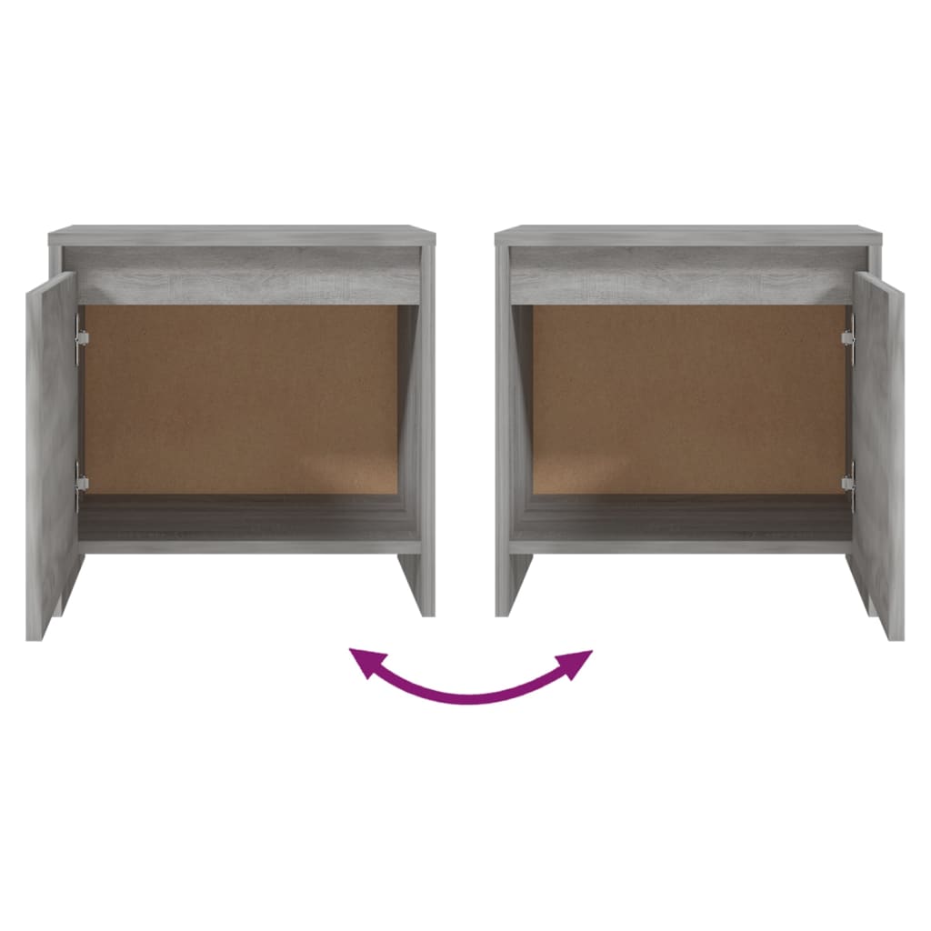 sengebord 45x34x44,5 cm konstrueret træ grå sonoma-eg