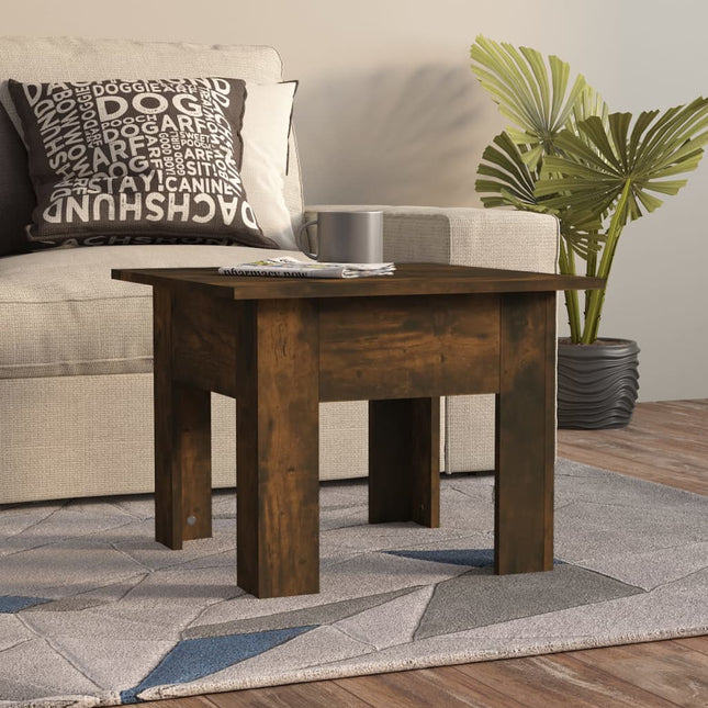 sofabord 55x55x42 cm konstrueret træ røget egetræsfarve