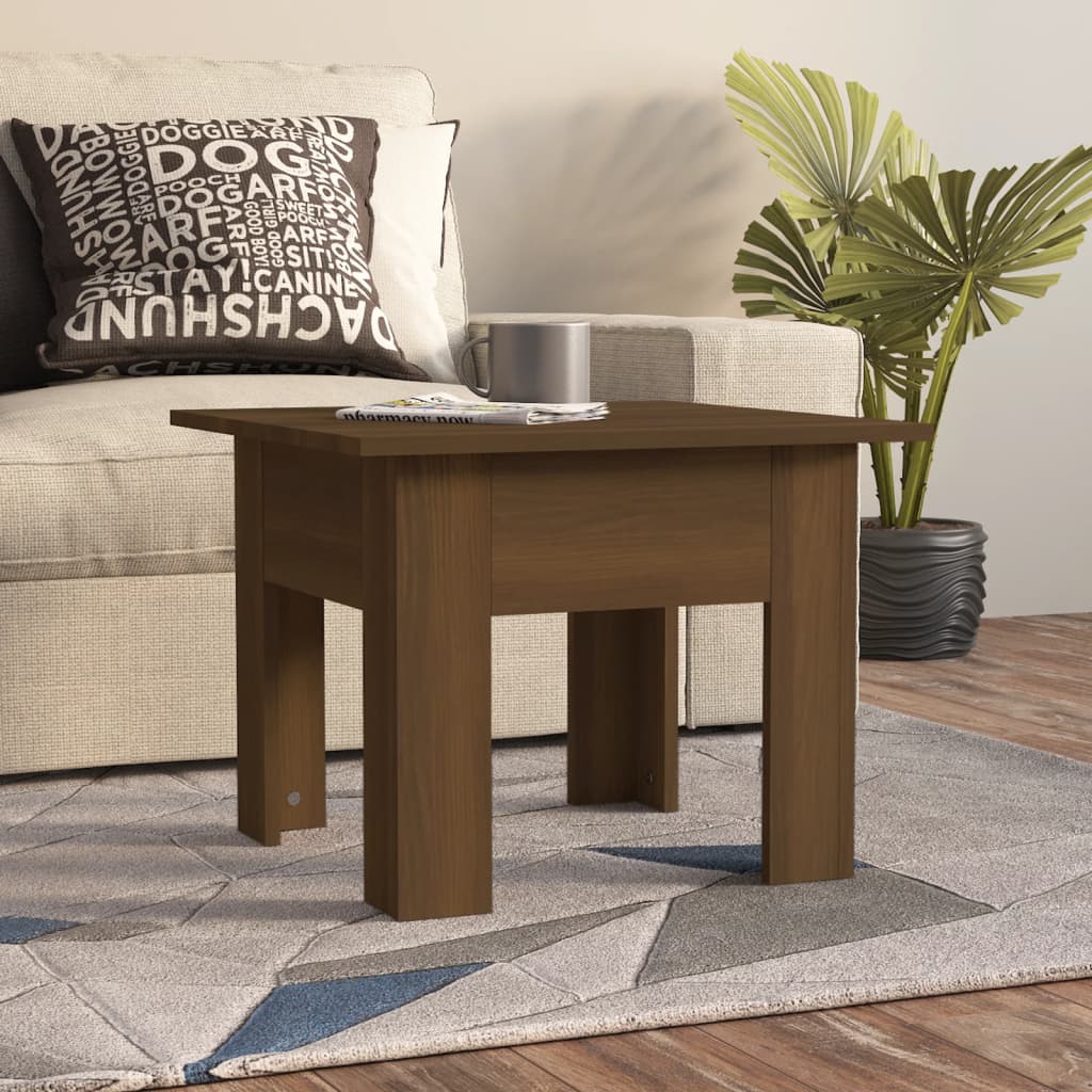 sofabord 55x55x42 cm konstrueret træ brun egetræ