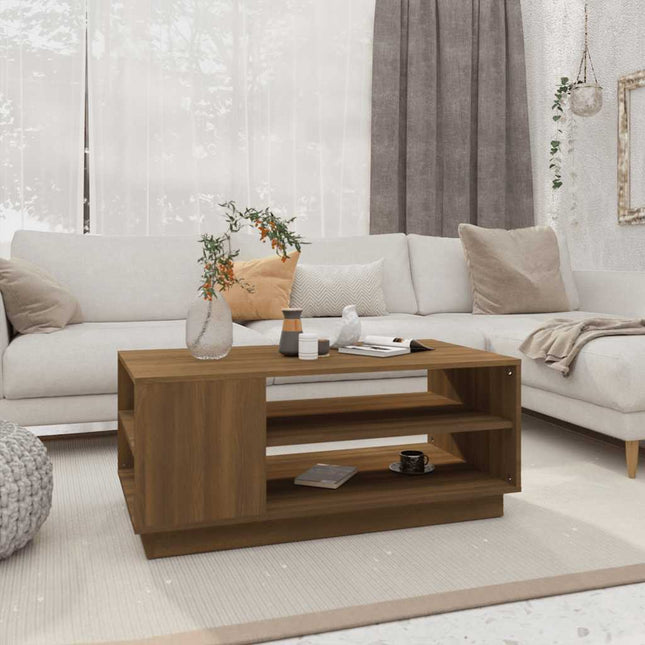 sofabord 102x55x43 cm konstrueret træ brun egetræsfarve