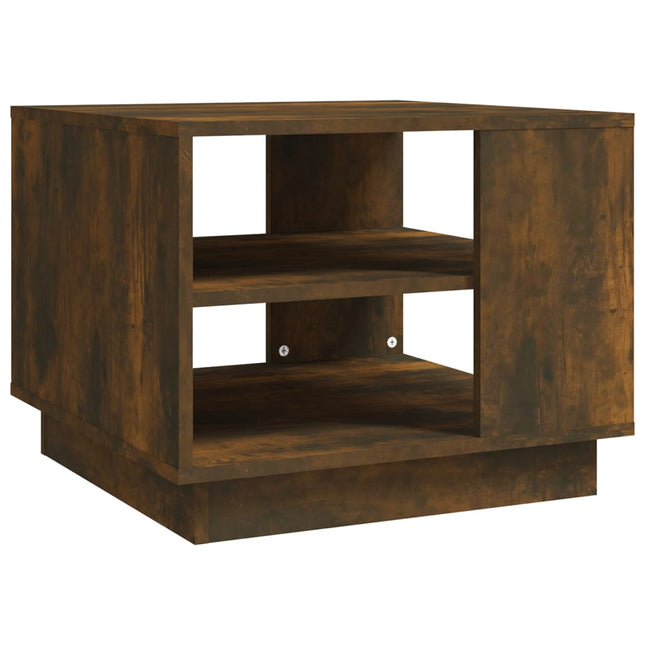 sofabord 55x55x43 cm konstrueret træ røget egetræsfarve
