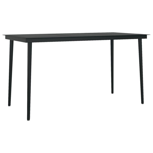 havebord 140x70x74 cm stål og glas sort