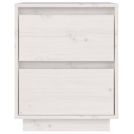 sengebord 40x35x50 cm massivt fyrretræ hvid