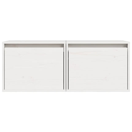 vægskabe 2 stk. 45x30x35 cm massivt fyrretræ hvid