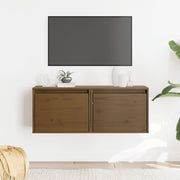 vægskabe 2 stk. 45x30x35 cm massivt fyrretræ honningbrun