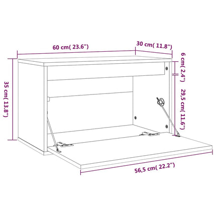 vægskab 60x30x35 cm massivt fyrretræ