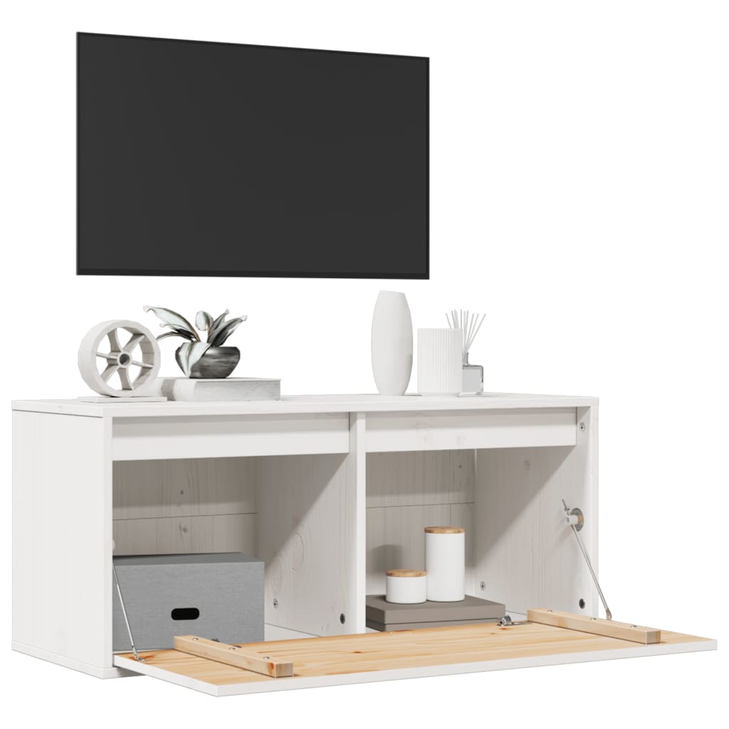 vægskab 80x30x35 cm massivt fyrretræ hvid