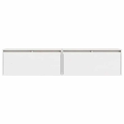 vægskabe 2 stk. 80x30x35 cm massivt fyrretræ hvid