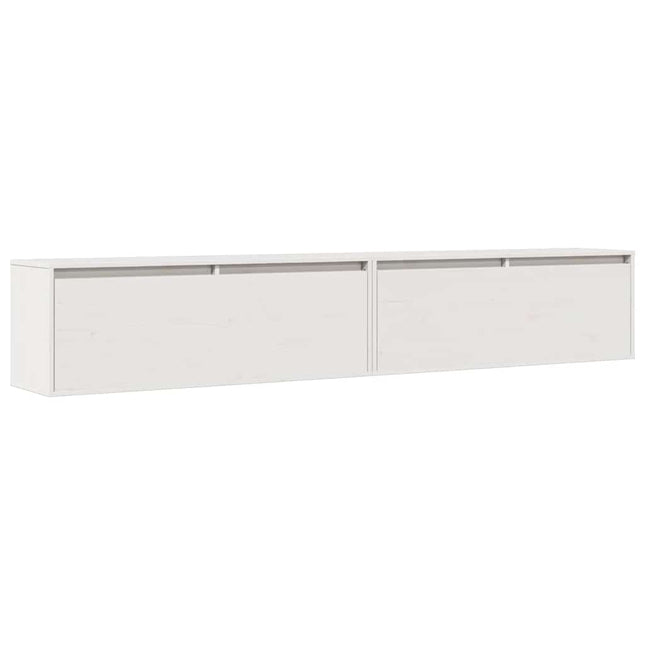 vægskabe 2 stk. 100x30x35 cm massivt fyrretræ hvid