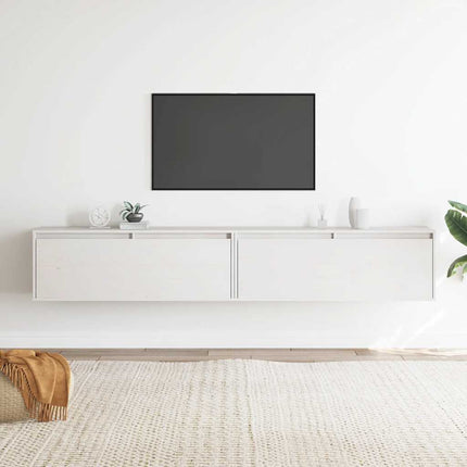 vægskabe 2 stk. 100x30x35 cm massivt fyrretræ hvid