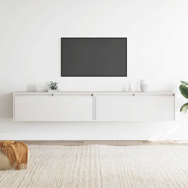 vægskabe 2 stk. 100x30x35 cm massivt fyrretræ hvid