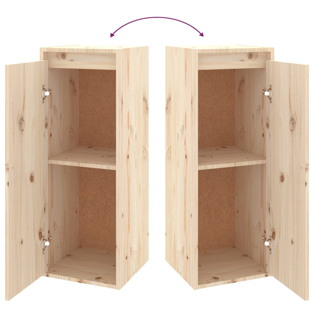 vægskabe 2 stk. 30x30x80 cm massivt fyrretræ