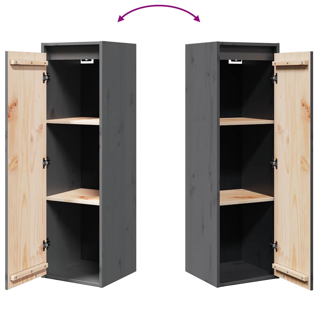 vægskabe 2 stk. 30x30x100 cm massivt fyrretræ grå