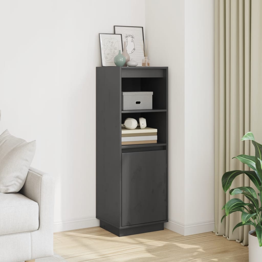 skænk 37x34x110 cm massivt fyrretræ grå