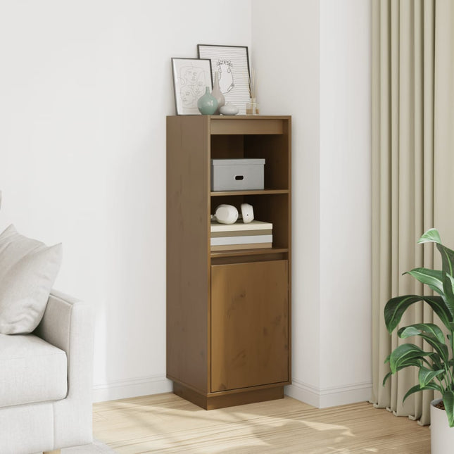 skænk 37x34x110 cm massivt fyrretræ gyldenbrun