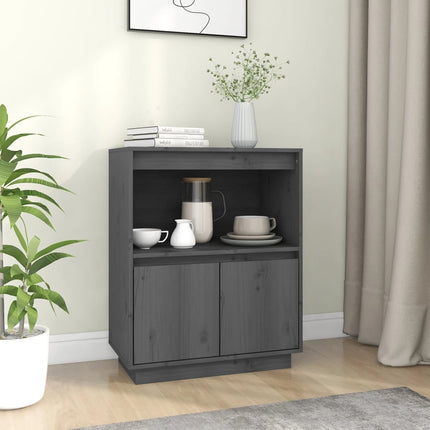 skænk 60x34x75 cm massivt fyrretræ grå