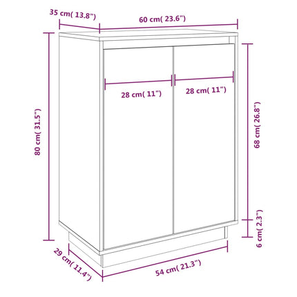 skoreol 60x35x80 cm massivt fyrretræ hvid