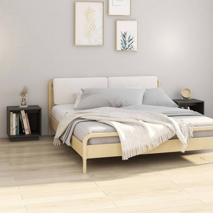 sengeborde 2 stk. 40x30x40 cm massivt fyrretræ sort