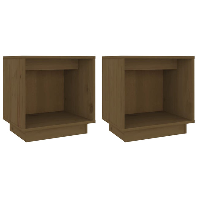 sengeborde 2 stk. 40x30x40 cm massivt fyrretræ gyldenbrun