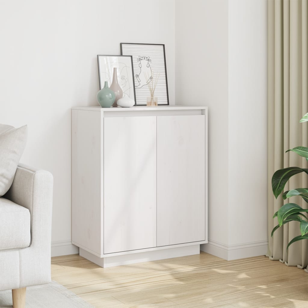 skænk 60x34x75 cm massivt fyrretræ hvid