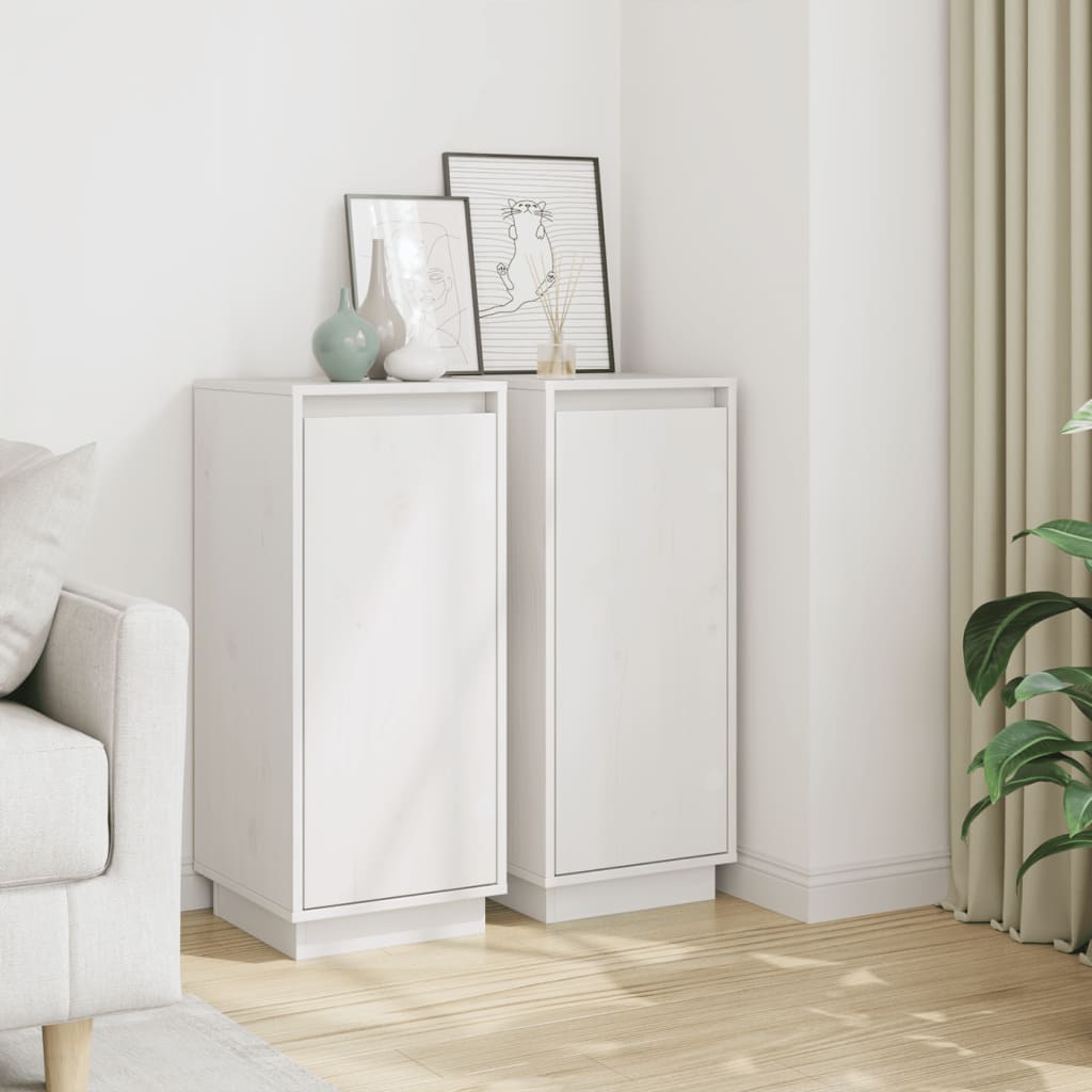 skænke 2 stk. 31,5x34x75 cm massivt fyrretræ hvid