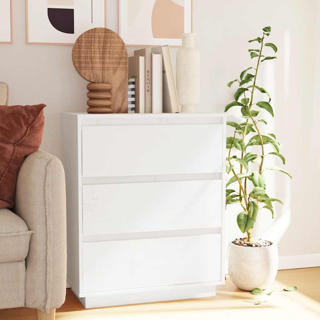 skænk 60x34x75 cm massivt fyrretræ hvid