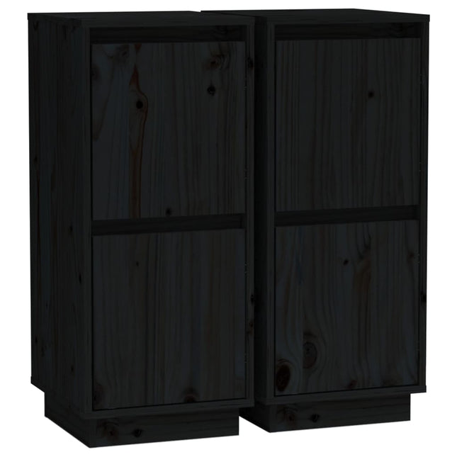 skænke 2 stk. 31,5x34x75 cm massivt fyrretræ sort