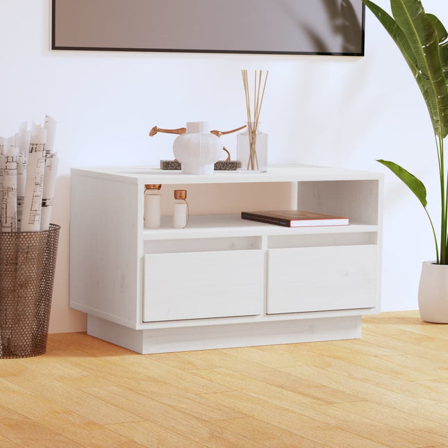tv-bord 60x35x37 cm massivt fyrretræ hvid