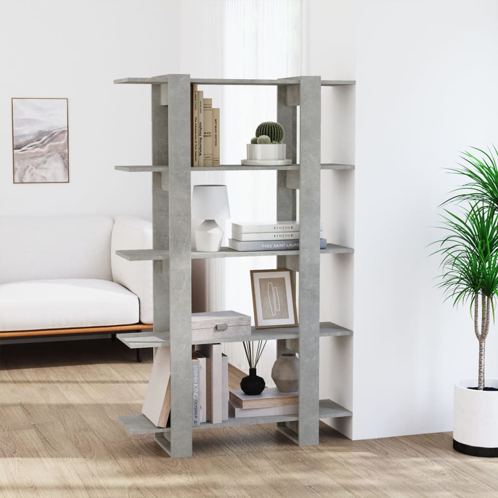 Bogreol/rumdeler 100×30×160 cm - betongrå reolsystem