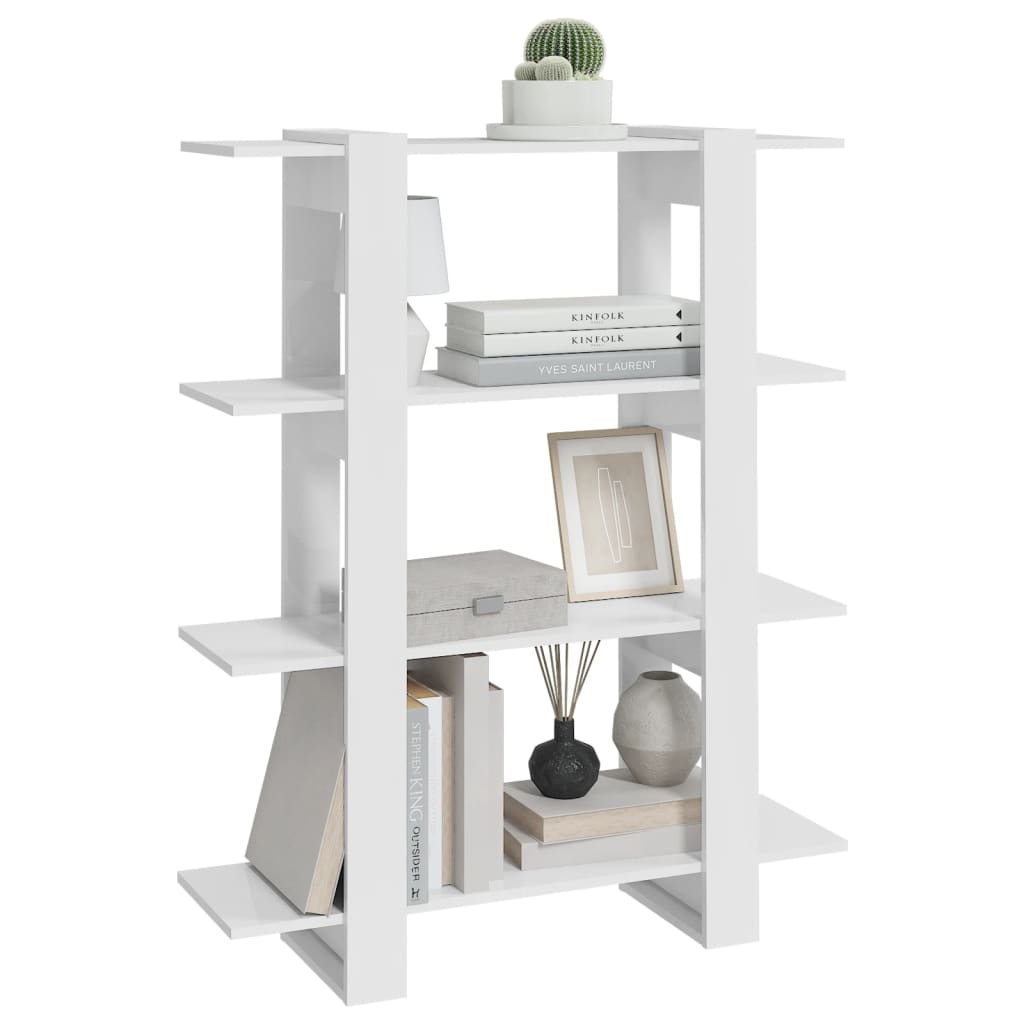 bogskab/rumdeler 100x30x123,5 cm hvid højglans