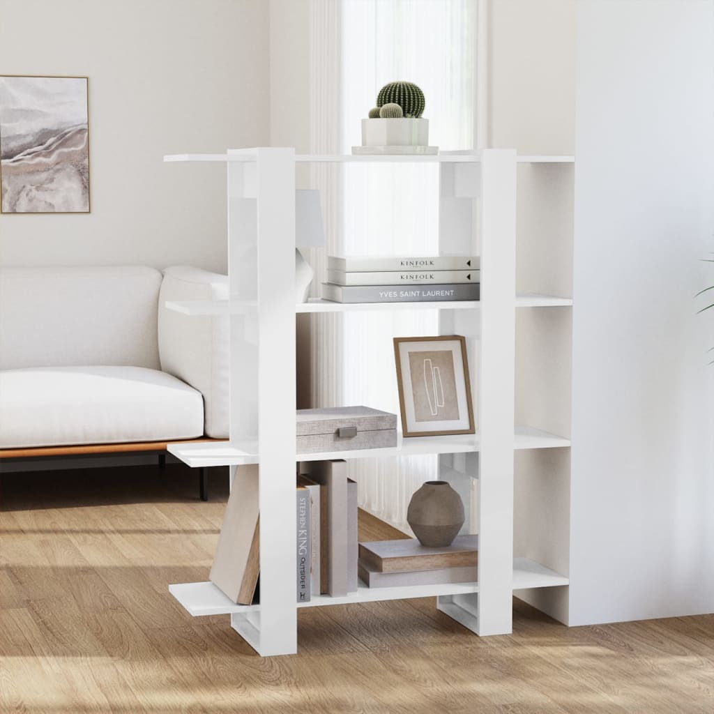 bogskab/rumdeler 100x30x123,5 cm hvid højglans