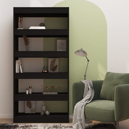 bogreol/rumdeler 80x30x166 cm konstrueret træ sort