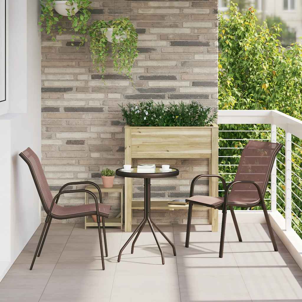 stabelbare havestole 2 stk. textilene brun