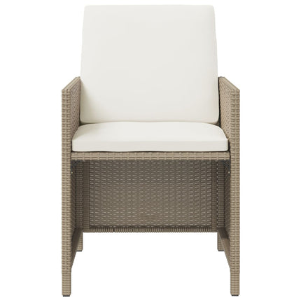 spisebordssæt til haven 5 dele med hynder polyrattan beige