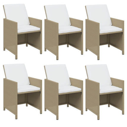 spisebordssæt til haven 7 dele med hynder polyrattan beige