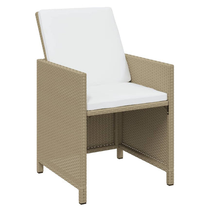 spisebordssæt til haven 11 dele med hynder polyrattan beige