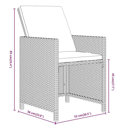 spisebordssæt til haven 15 dele med hynder polyrattan sort