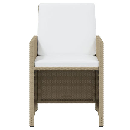 spisebordssæt til haven 15 dele med hynder polyrattan beige