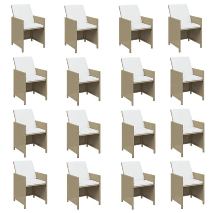 spisebordssæt til haven 21 dele med hynder polyrattan beige