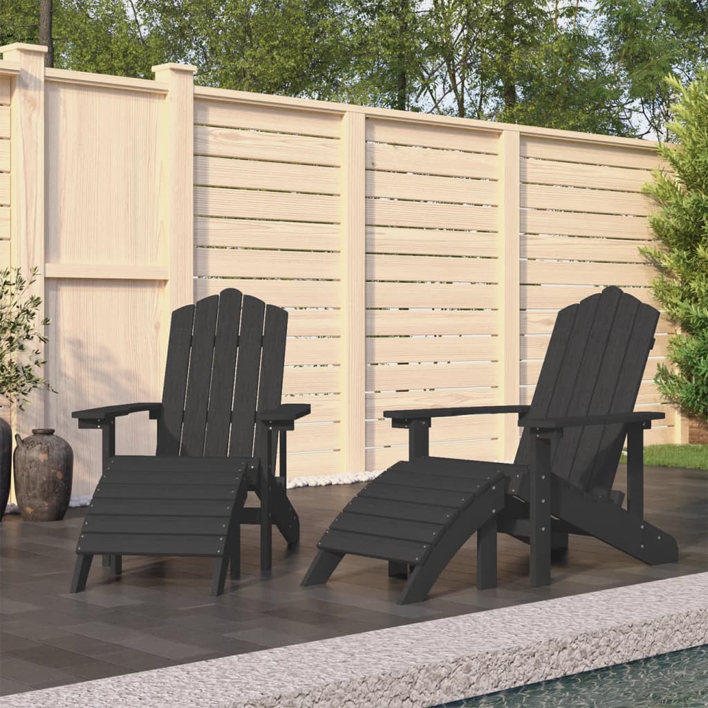 Adirondack-havestole med fodsttte 2 stk. HDPE antracitgr