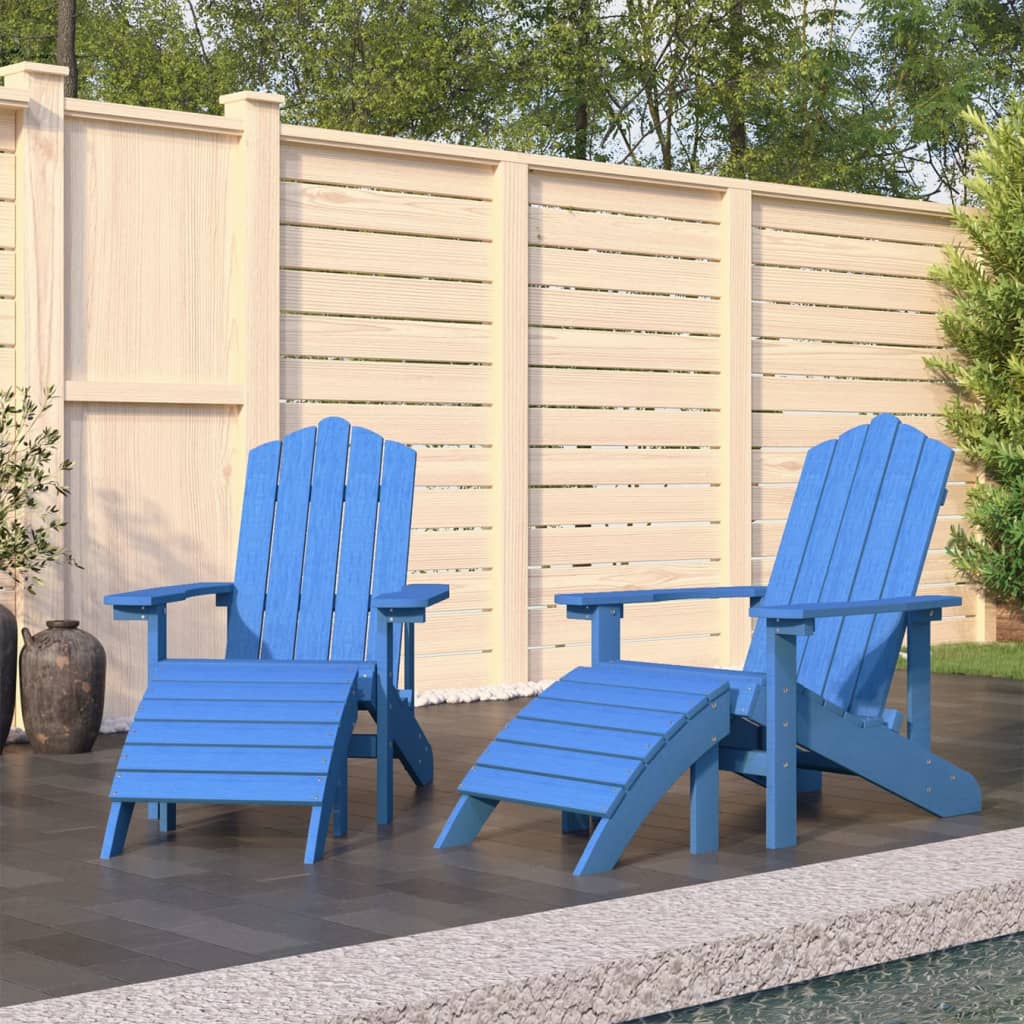 Adirondack-havestole med fodsttte 2 stk. HDPE akvamarinbl