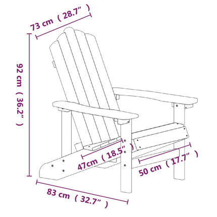 Adirondack-stol med bord HDPE hvid