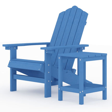 Adirondack-stol med bord HDPE akvamarinblå
