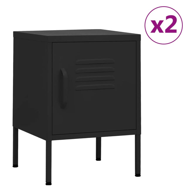 natborde 2 stk. 35x35x51 cm stål sort