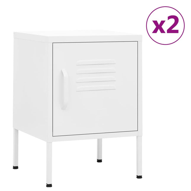 natborde 2 stk. 35x35x51 cm stål hvid