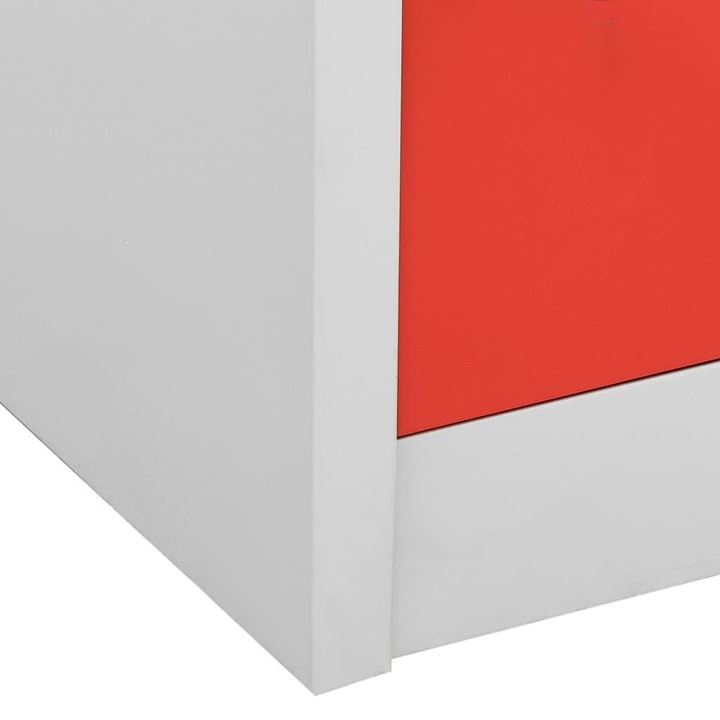 skabe 5 stk. 90x45x92,5 cm stål lysegrå og rød