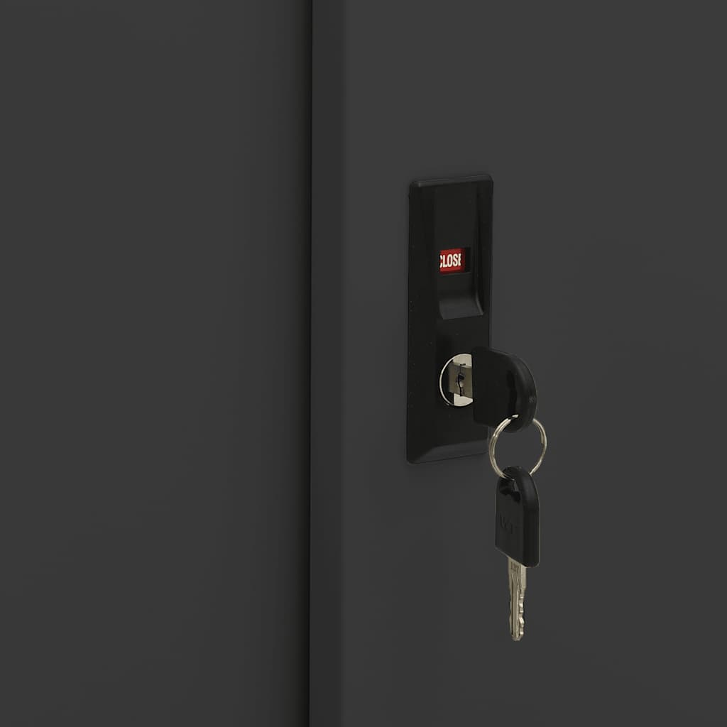 skab med skydelåger og plantekasse stål antracitgrå