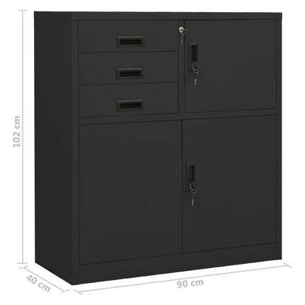 kontorskab med plantekasse 90x40x125 cm stål antracitgrå